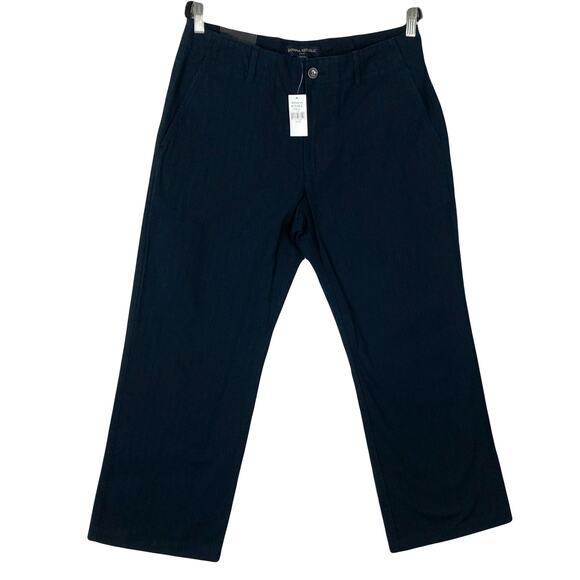 NWT VTG Deadstock BANANA REPUBLIC Pants Mens 33x30 Navy Pinstripe Cotton Chino